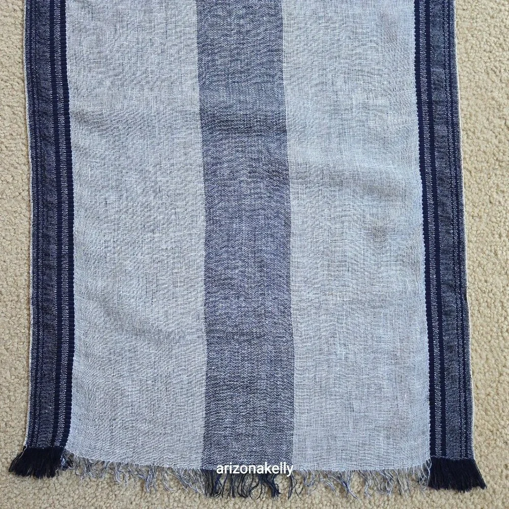 Linen Cotton Woven Scarf Blues